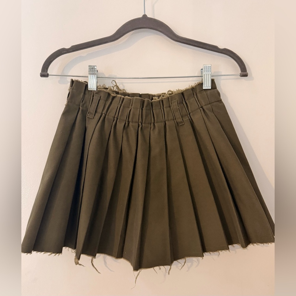 Olive Green Pleated Skirt